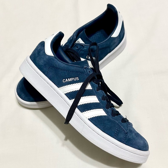 Women’s Adidas Campus Sneakers, Blue Suede and White Leather, Clean EUC - 6 US - Picture 13 of 17